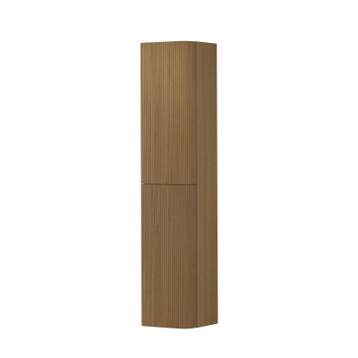 INK Concept R Armoire haute - 35x35x169cm - 2 portes - angles arrondis - rainurage vertical - pour poignées - ouverture à gauche - light veneer