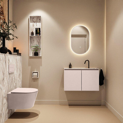 MONDIAZ TURE-DLUX Meuble WC 80 cm Rosee. EDEN vasque Glace position milieu. Avec 1 trou de robinet.