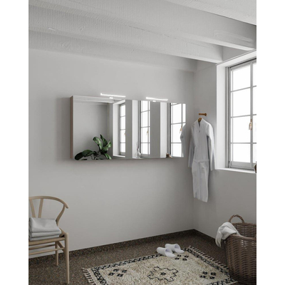 Mondiaz CUBB Armoire de toilette avec miroir - 150x70cm - 3 portes - Smoke (Anthracite)