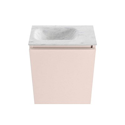 MONDIAZ TURE-DLUX Meuble WC 40cm Rosee. EDEN vasque Opalo position gauche. Avec 1 trou de robinet.