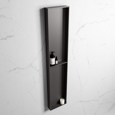 Mondiaz Easy nis 29.5x89.5x8cm voor Inbouw/opbouw 2 open vakken Solid surface DarkGrey/DarkGrey