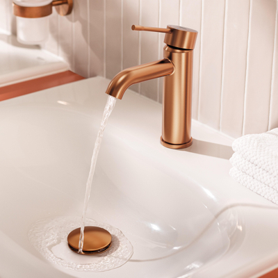GROHE Essence New wastafelkraan - s-size - zonder waste - geborsteld warm sunset (koper)