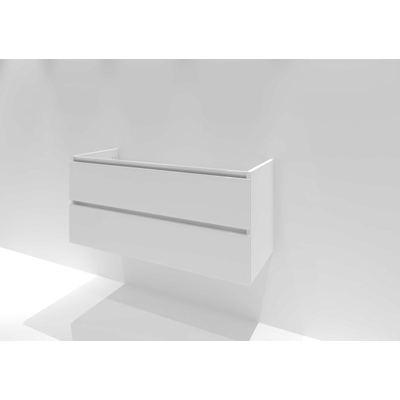 HR badmeubelen Infinity Meuble sous-lavabo - 120x44.8x55cm - 2 tiroirs - sans poignées - découpe de siphon simple blanc brillant