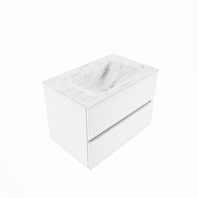 Mondiaz VICA-DLUX ensemble de meuble de salle de bain - 70cm - meuble sous-vasque talc - 2 tiroirs - lavabo encastrée cloud milieu - sans trous de robinet - version haute de 60cm - opalo