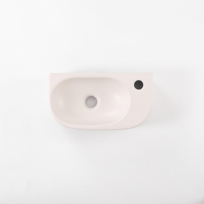 QeramiQ Pure Fontein - 40x22x12cm - glad - halfrond - kraangat rechts - keramiek - linnen