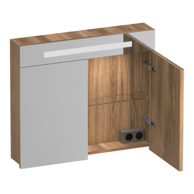 BRAUER Promise spiegelkast - 80x70x15cm - met verlichting 2 spiegeldeuren Honey