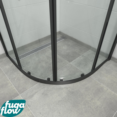 FugaFlow Efficiente Vetro Cabine de douche - quart de rond - 90x90x195cm - verre clair - anti-calcaire - noir mat
