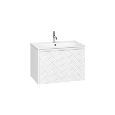 Crosswater Vergo ensemble de meubles de salle de bain - 69.8x47.6x45.5cm - 1 vasque en marbre minéral - blanc 1 tiroir - blanc mat