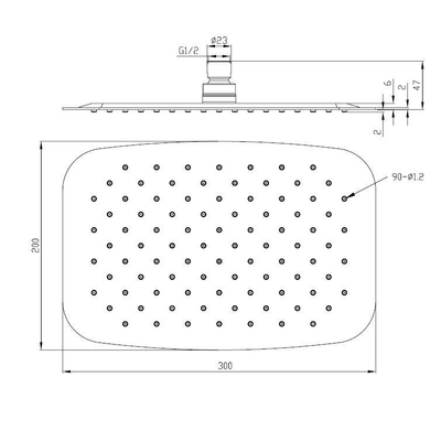 Wiesbaden Ufo Douche de tête ovale 30x30x2cm Acier brossé