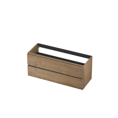INK Wastafelonderkast - 120x45x52cm - 2 lades - greeploos - met houten keerlijst - MDF - Ash grey