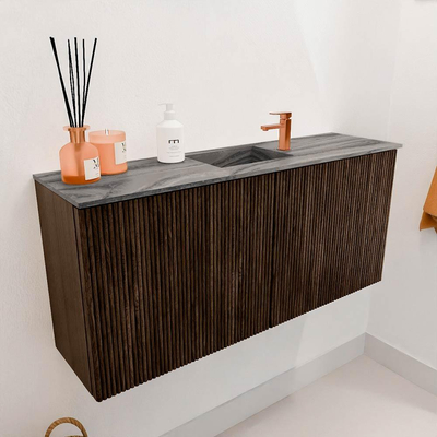 Mondiaz JOYA-DLUX 90cm toiletmeubel - kleur Walnut - Wastafel FAYE positie Midden 1 kraangat kleur Sombra.