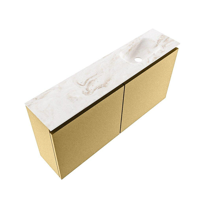 MONDIAZ TURE-DLUX Meuble de WC 100 cm Oro. EDEN vasque Frappe position droite. Sans trou de robinet.