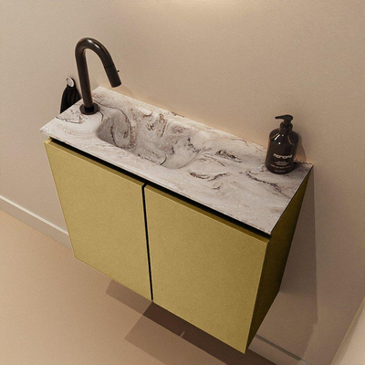 MONDIAZ TURE-DLUX 60cm toiletmeubel Oro. EDEN wastafel Glace positie links. Met 1 kraangat.