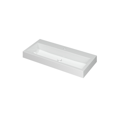 INK Momento wastafel - 100x45x9cm - 1 wasbak - 1 kraangat - polystone wit glans