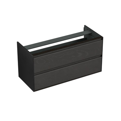 Forzalaqua Reno 2.0 meuble sous lavabo 120x51x60cm avec 2 tiroirs sans poignée à fermeture douce Chêne massif huilé noir