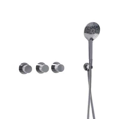 Fortifura Nebbio Badcombinatie-set - thermostaatkraan - wandaansluitbocht - met handdouchehouder - metalen doucheslang - ronde handdouche - badvulcombinatie - hoogglans chroom