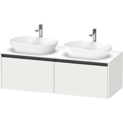 Duravit Ketho.2 Wastafelonderbouwkast - inclusief consoleplaat - met 2 laden - voor dubbele waskommen - 140x55x45.9cm - met handgrepen antraciet - wit mat