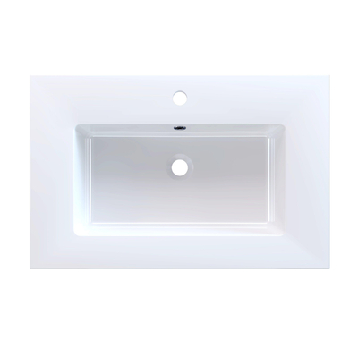 Arcqua Mira Lavabo encastré - 71x46x1.5cm - vasque simple - 1 trou de robinet - marbre de synthèse - blanc brillant