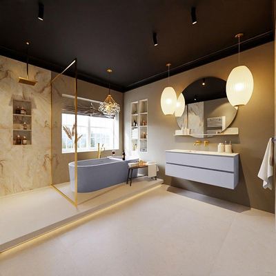 MONDIAZ VICA-DLUX Ensemble meuble de salle de bains - 120cm - meuble bas cale - 2 tiroirs - lavabo encastré cloud central - sans trous de robinet - version haute 60cm - frape