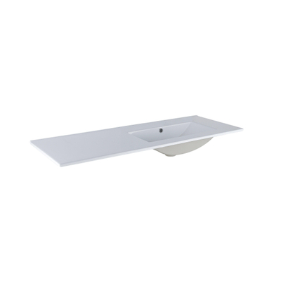 Saniclass Vygo Lavabo pour meuble - 121x2x46cm - trop-plein - 1 vasque à droite - sans trous de robinet - céramique - blanc brillant