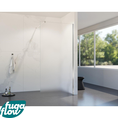 FugaFlow Eccelente Vetro douche à l'italienne salle de bain - 160x200cm - verre mat - bras mural - chrome