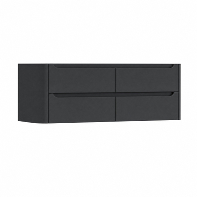 H&R Badmeubelen Juice Wastafelonderkast - 140x45x50cm - linkerhoek afgerond - 4 lades - geïntegreerde greep - Dark blue mat