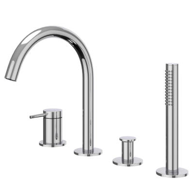 IVY Bond Combiné de rebord de baignoire - 4 voies - mitigeur - bec orientable - douchette extractible - Chrome