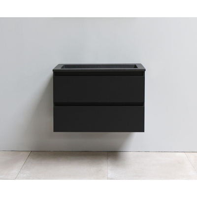 Basic Bella Meuble lavabo acrylique noir sans trous de robinet 80x55x46cm Flat Pack Noir mat