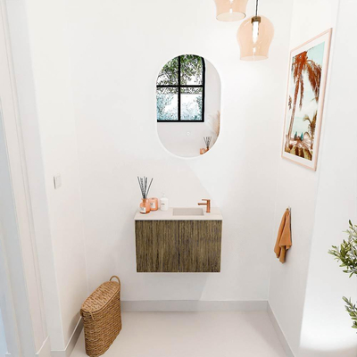 Mondiaz JOYA-DLUX 60cm toiletmeubel - kleur Dusk - Wastafel FAYE positie Rechts 1 kraangat kleur Meli.