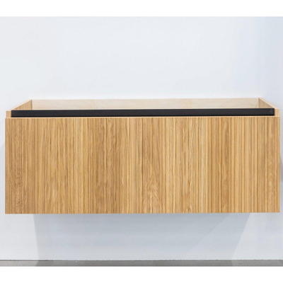 Adema Holz Ensemble de meuble - 120x45x45cm - 2 vasques en céramique Blanc - sans trous de robinet - 1 tiroir - Chêne