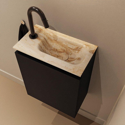 MONDIAZ TURE-DLUX Meuble de WC 40 cm Urban. EDEN vasque Frappe position à droite. Avec 1 trou de robinet.