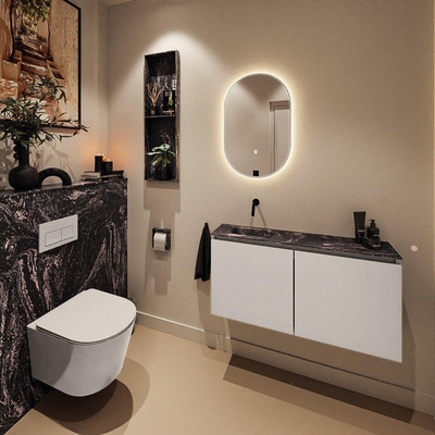 MONDIAZ TURE-DLUX 100cm toiletmeubel Linen. EDEN wastafel Lava positie links. Zonder kraangat.