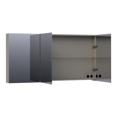 BRAUER Impress armoire de toilette – 139 x 70 x 15 cm – 3 portes, portes-miroir double face – Taupe mat