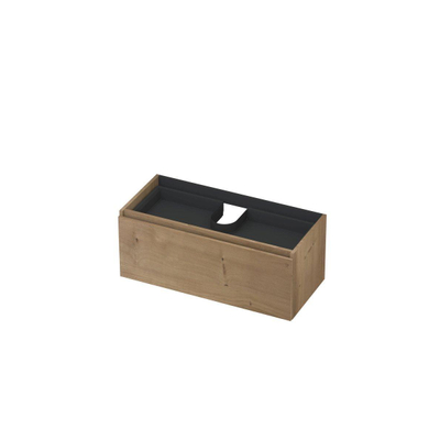 INK Wastafelonderkast - 100x40x45cm - 1 lade - greeploos - met houten keerlijst - MDF - Ash grey