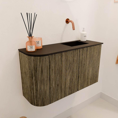 Mondiaz JOYA 71.6cm toiletmeubel - ronding links kleur Dusk - Wastafel FAYE positie Rechts Zonder kraangat kleur Urban.