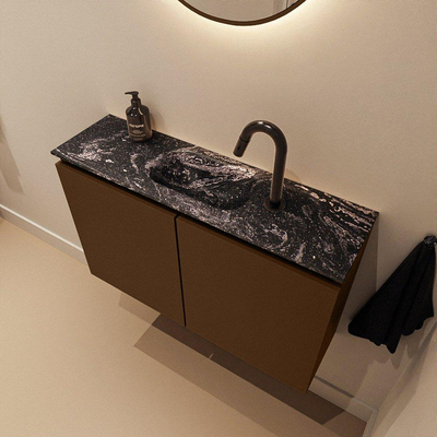 MONDIAZ TURE-DLUX Meuble toilette - 80cm - Rust - EDEN - vasque Lava - position centrale - 1 trou de robinet