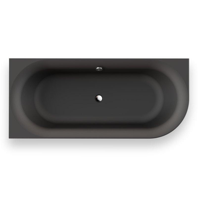 Plieger Kansas Baignoire d'angle - 180x80x60cm - angle gauche - avec arrivée d'eau - avec garniture de vidage et de trop-plein - avec pieds - acrylique - noir mat