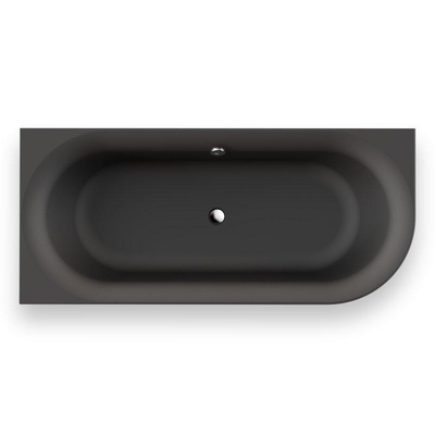 Plieger Kansas Hoekbad - 180x80x60cm - hoek links - met waterinlaat - met af- en overloopgarnituur - met poten - acryl - mat zwart