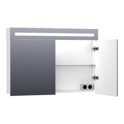 BRAUER 2.0 Armoire de toilette 100x70x15cm éclairage intégré rectangulaire 2 portes pivotantes MDF Mat Blanc