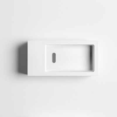 Clou Flush 3 lave-mains 36x18cm trou de robinet à gauche avec porte-serviettes aluite Blanc mat