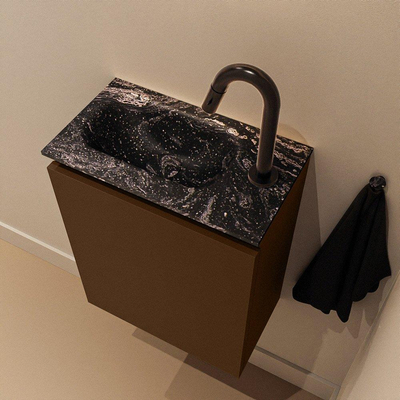 MONDIAZ TURE-DLUX 40cm toiletmeubel Rust. EDEN wastafel Lava positie links. Met 1 kraangat.