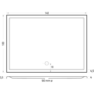 Xenz Mariana douchebak - 140x100x7 - Acryl - pergamon