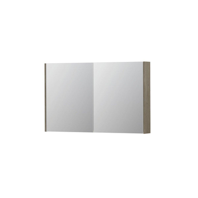 INK SPK2 spiegelkast – 120x74x14 cm – 2 deuren, dubbelzijdige spiegeldeuren – Greige eiken