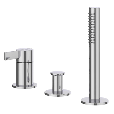 IVY Pact Combinaison pour bord de baignoire - 3 voies - mitigeur - douchette extractible - sans bec - Chrome