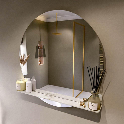 Mondiaz SPOT spiegel – Ø100 cm – met planchet – Frappe (beige marmer)