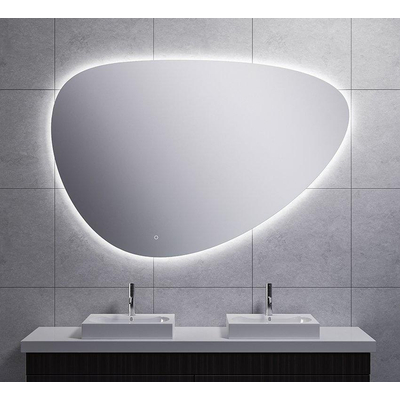 Wiesbaden Uovo Spiegel asymetrisch 150cm met spiegelverwarming met LED verlichting rondom dimbaar