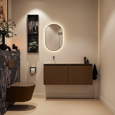 MONDIAZ TURE-DLUX Meuble toilette - 120cm - Rust - EDEN - vasque Lava - position gauche - sans trou de robinet