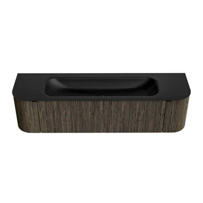 Mondiaz KURVE Ensemble meuble de salle de bains - 170x46x40cm - 1 tiroir - 2 portes - vasque solid surface - centre - 1 trou de robinet - Shadow