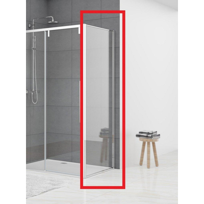 Van Rijn Products ST06 Wand - 88.5x200cm - helder glas - dikte 8mm - tbv hoekcabine - chroom. schuifdeur naar keuze.