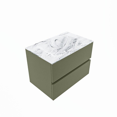 Mondiaz VICA-DLUX Ensemble de meuble de salle de bain - 70cm - meuble sous-vasque armée - 2 tiroirs - lavabo encastré nuage milieu - 1 trou de robinet - version haute 60cm - glace